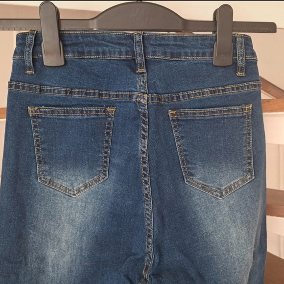 Shein Size M Womens Blue Ripped High Rise High Waist Skinny Jeans Button Zip. - Picture 7 of 9